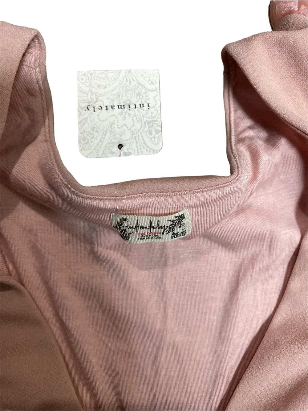 Intimately Free People Pink Ruffle V-Neck Bodysuit NWT Size L - Picture 5 of 5
